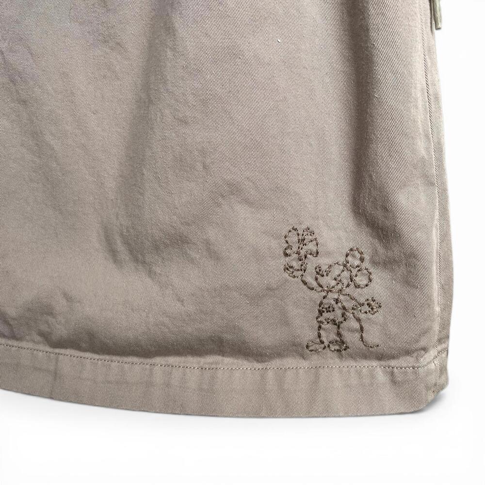 Vtg Beige Cargo Mini Skirt with Mickey Mouse Embroidered Detail - Picture 2 of 7